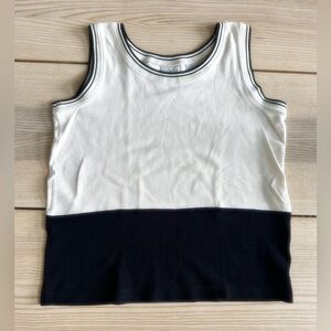 1990s Villager Sport Black and White Women’s Tank | Size M